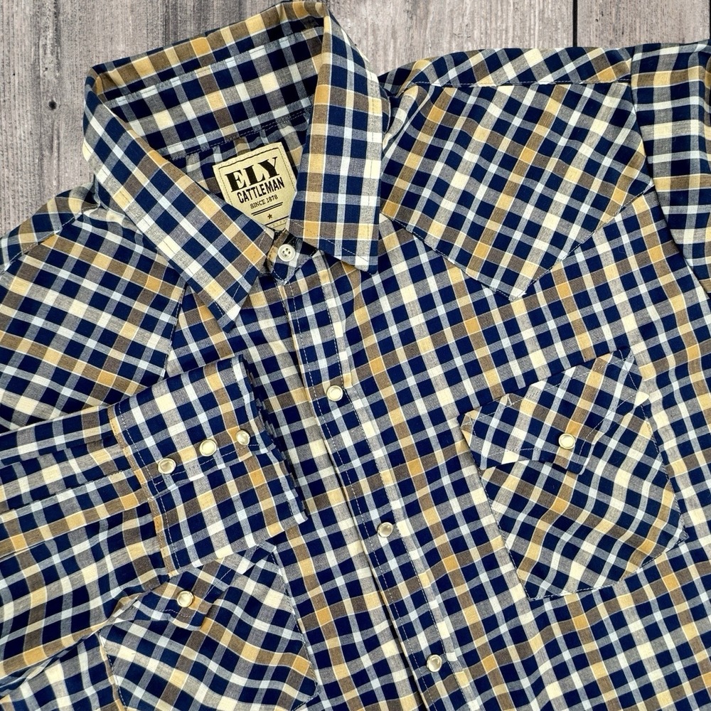 Fly Cattleman Long Sleeve Pearl Snap Up Western Shirt Size Large Pockets Plaid
